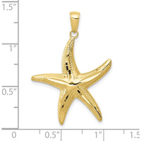 10K Yellow Gold Diamond-Cut Starfish Pendant - 34mm Length