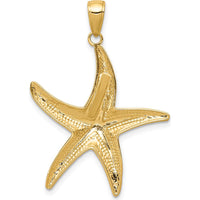 10K Yellow Gold Diamond-Cut Starfish Pendant - 34mm Length