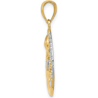 10K Yellow Gold Diamond-Cut Sun, Moon, and Star Pendant with Rhodium Accents - Celestial Charm Design