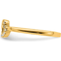 10K Yellow Gold Diamond Double Heart Ring with Polished Finish - 0.10 Carat Total Diamond Weight by 0