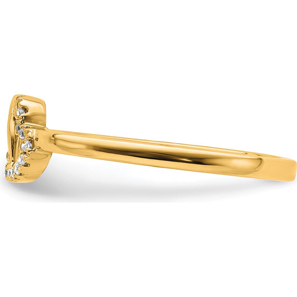 10K Yellow Gold Diamond Double Heart Ring with Polished Finish - 0.10 Carat Total Diamond Weight by 0
