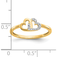 10K Yellow Gold Diamond Double Heart Ring with Polished Finish - 0.10 Carat Total Diamond Weight by 0