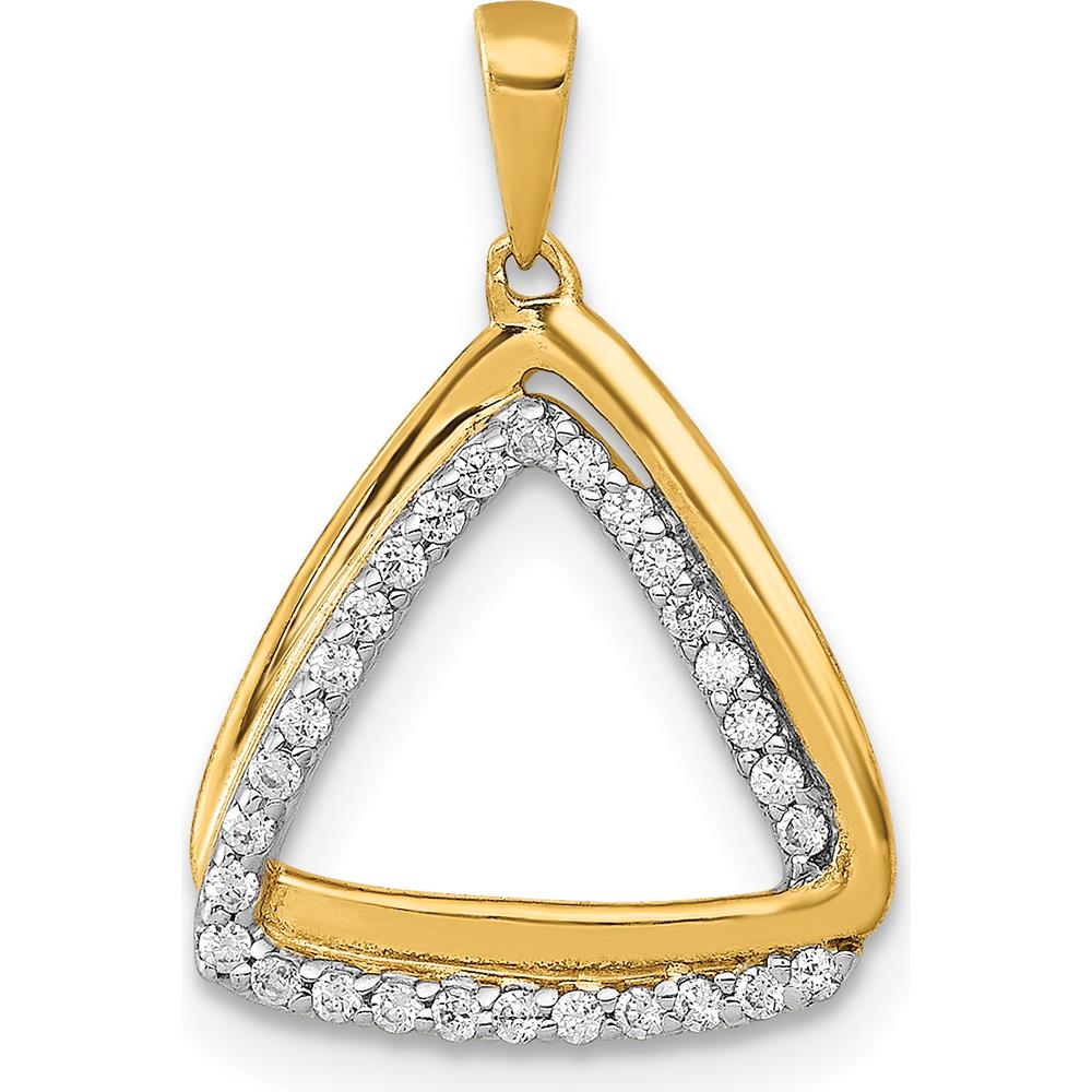 10K Yellow Gold Diamond Double Triangle Pendant - 1/6 Carat Total Diamond Weight by Oro Pregiato