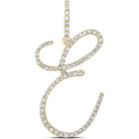 10K Yellow Gold Diamond "E" Initial Letter Pendant - 0.48 Carat Total Diamond Weight