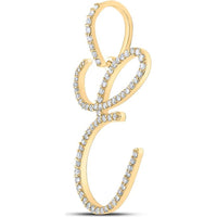 10K Yellow Gold Diamond "E" Initial Letter Pendant - 0.48 Carat Total Diamond Weight