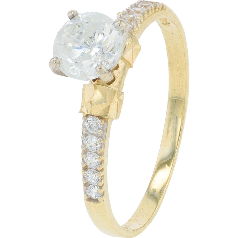 10K Yellow Gold Diamond Engagement Ring with 1.20 Carat Total Weight Round Diamonds