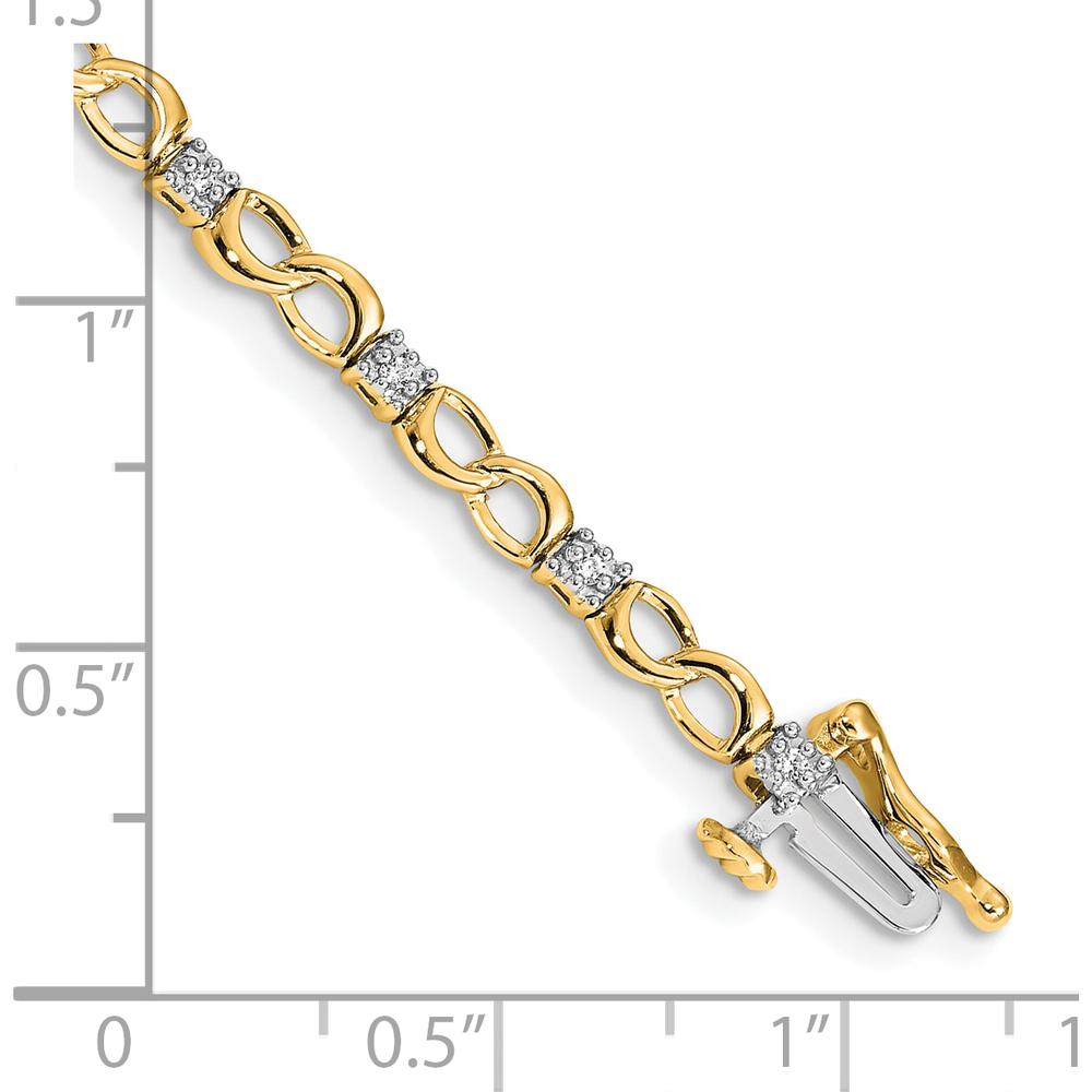 10K Yellow Gold Diamond Figure 8 Link Bracelet with Box Catch and Safety Clasp - 1.00 Carats Total Diamond Weight by Oro Pregiato