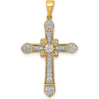 10K Yellow Gold Diamond Filigree Cross Pendant - 1/3 Carat Diamond Weight by Oro Pregiato