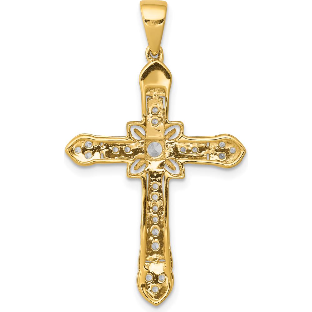 10K Yellow Gold Diamond Filigree Cross Pendant - 1/3 Carat Diamond Weight by Oro Pregiato