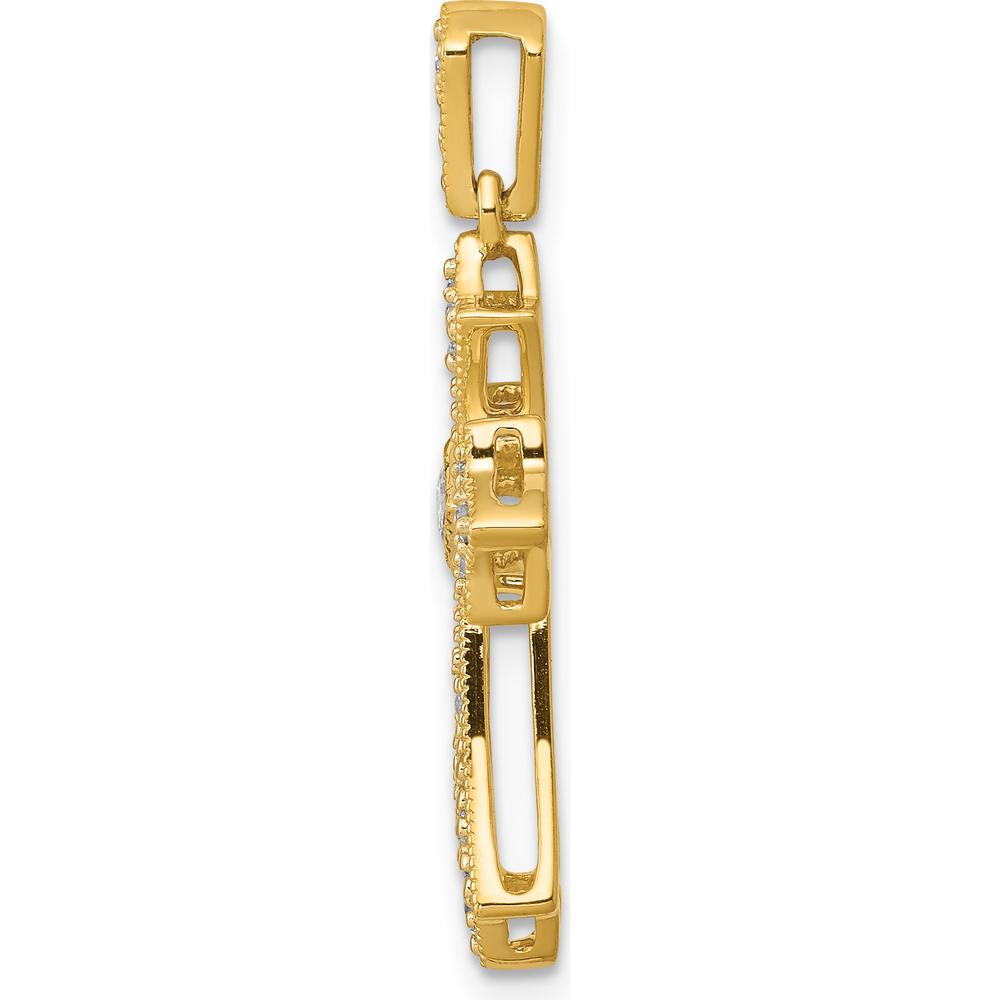 10K Yellow Gold Diamond Fleur de Lis Cross Pendant - 1/6 Carat Total Diamond Weight by Oro Pregiato