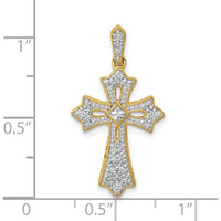 10K Yellow Gold Diamond Fleur de Lis Cross Pendant - 1/6 Carat Total Diamond Weight by Oro Pregiato