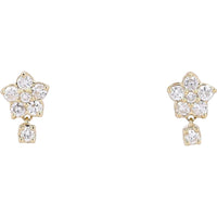 10K Yellow Gold Diamond Flower Earrings - 0.21 Carats Total Diamond Weight