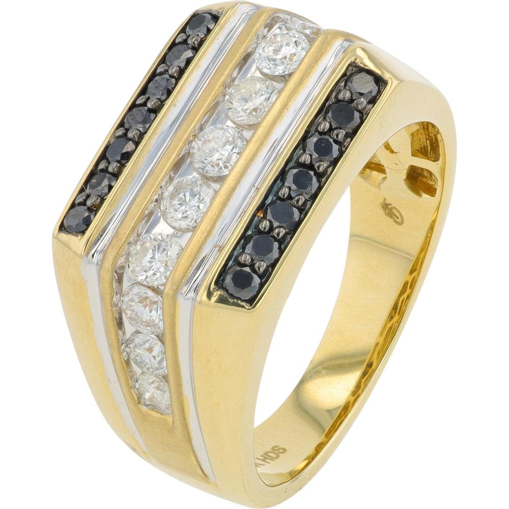 10K Yellow Gold Diamond Gents Ring - 1.25 Carats Total Diamond Weight