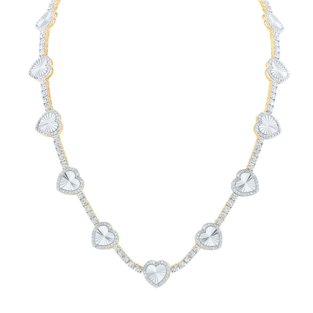 10K Yellow Gold Diamond Heart 18-Inch Necklace - 4 1/4 Carat Total Diamond Weight