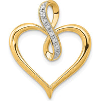 10K Yellow Gold Diamond Heart and Infinity Pendant - 1/20 Carat Total Diamond Weight by Oro Pregiato