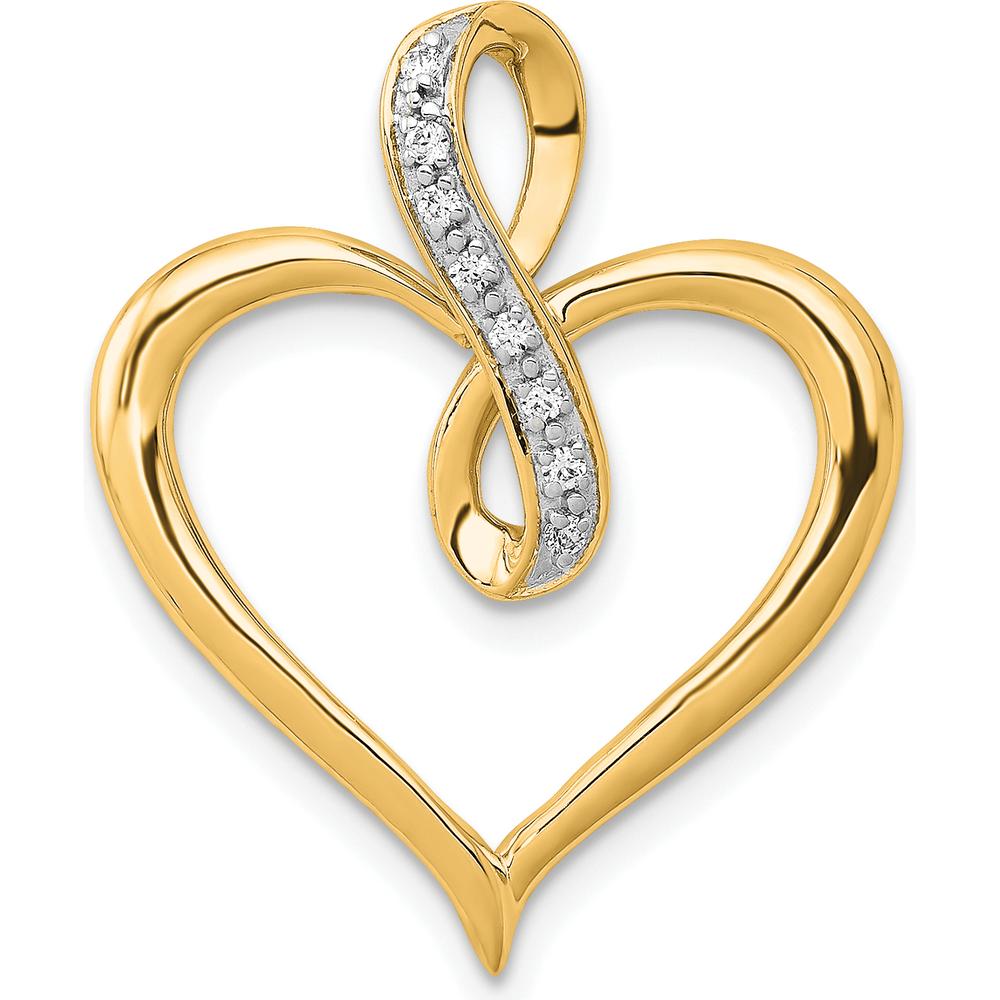 10K Yellow Gold Diamond Heart and Infinity Pendant - 1/20 Carat Total Diamond Weight by Oro Pregiato