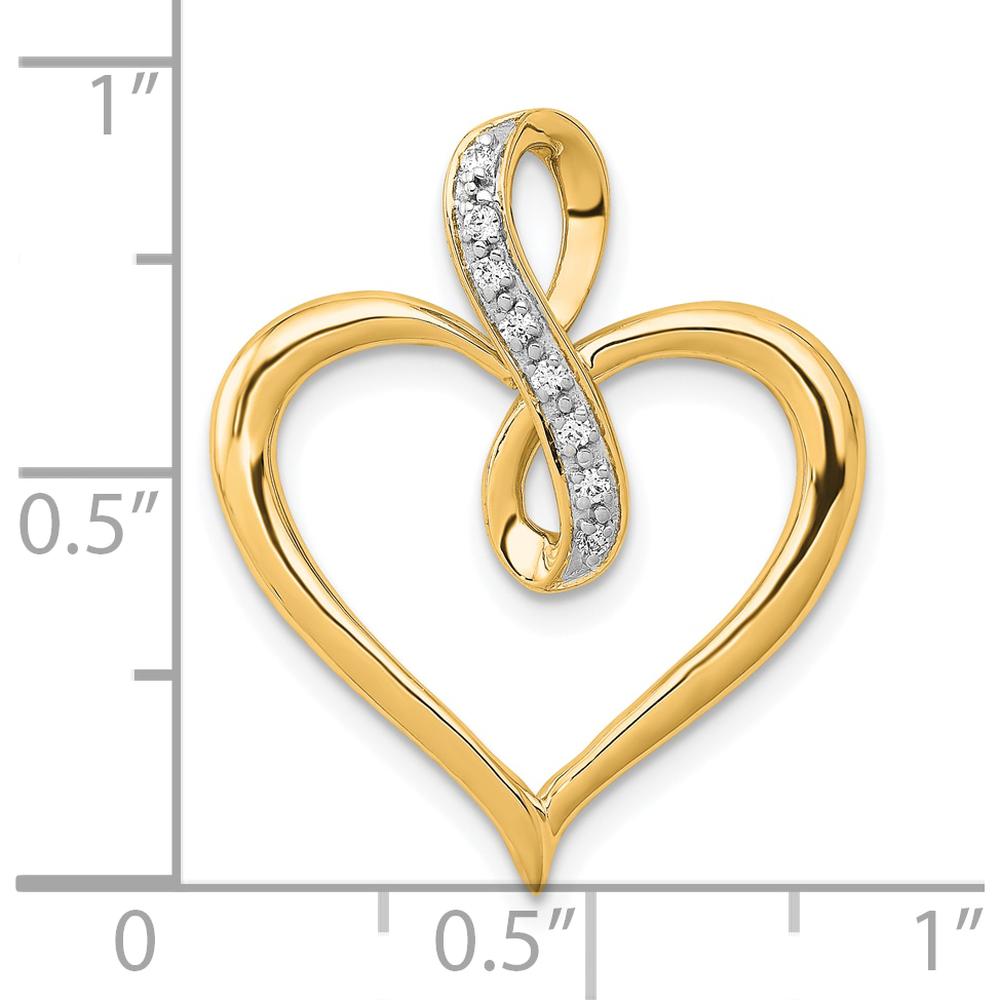 10K Yellow Gold Diamond Heart and Infinity Pendant - 1/20 Carat Total Diamond Weight by Oro Pregiato