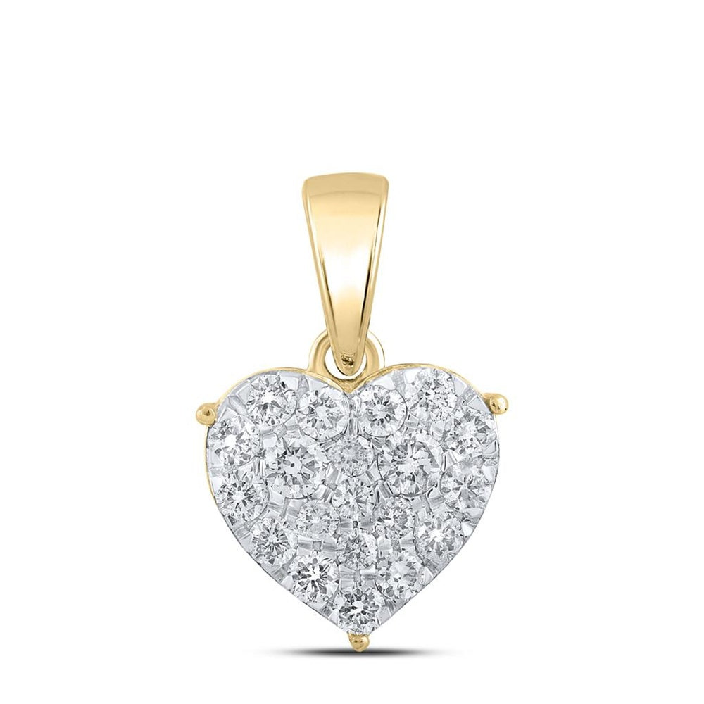 10K Yellow Gold Diamond Heart Pendant - 1/2 Carat Total Diamond Weight