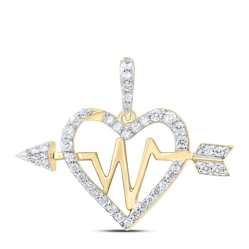 10K Yellow Gold Diamond Heart Pendant - 1/3 Carat Total Diamond Weight
