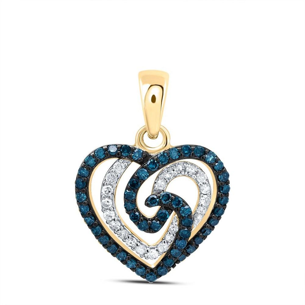 10K Yellow Gold Diamond Heart Pendant - 1/3 Carat Total Diamond Weight