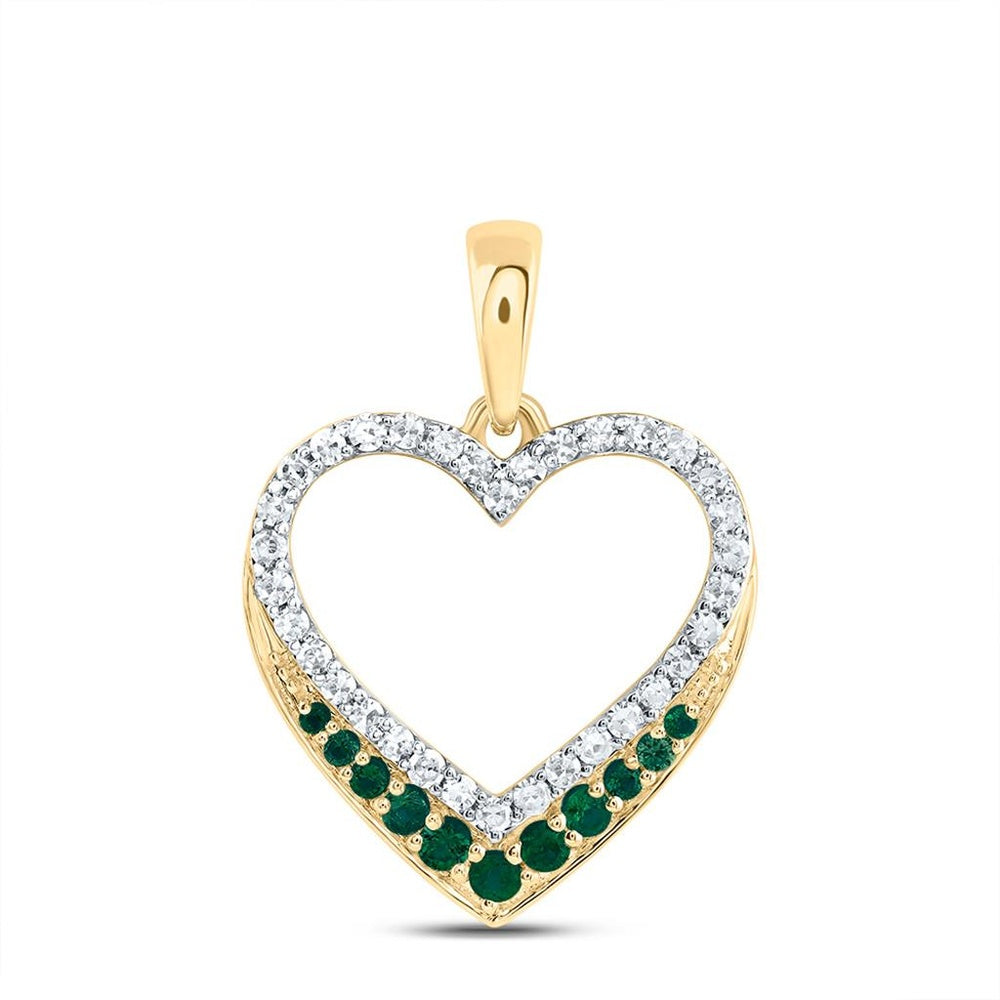 10K Yellow Gold Diamond Heart Pendant - 1/5 Carat Total Diamond Weight
