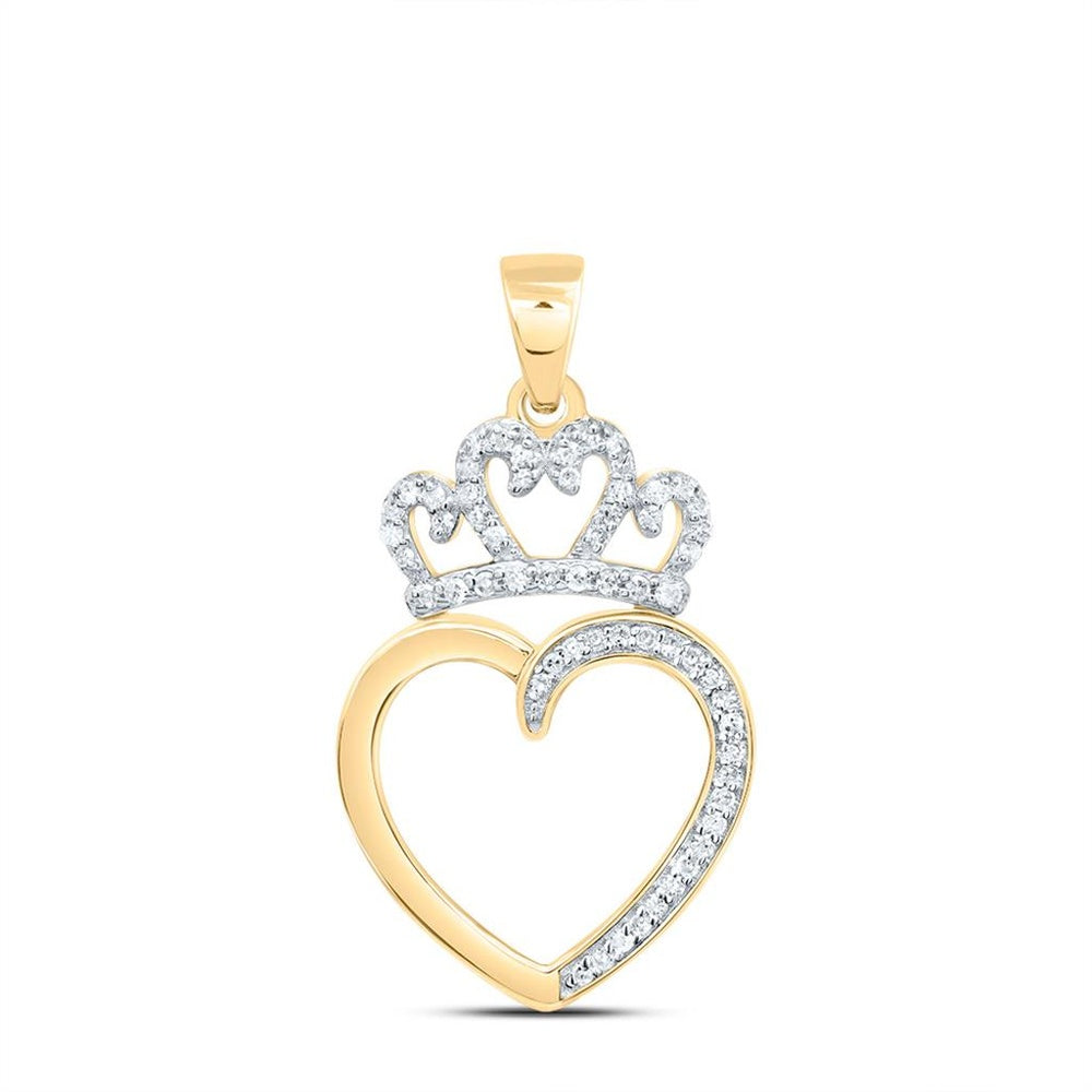 10K Yellow Gold Diamond Heart Pendant - 1/5 Carat Total Diamond Weight