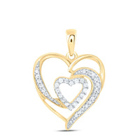 10K Yellow Gold Diamond Heart Pendant - 1/6 Carat Total Diamond Weight