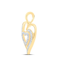 10K Yellow Gold Diamond Heart Pendant - 1/6 Carat Total Diamond Weight