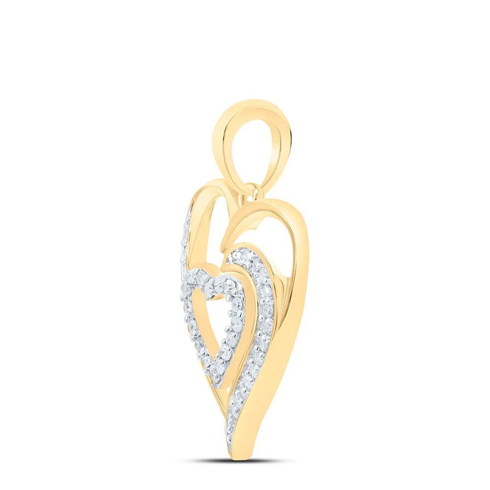 10K Yellow Gold Diamond Heart Pendant - 1/6 Carat Total Diamond Weight