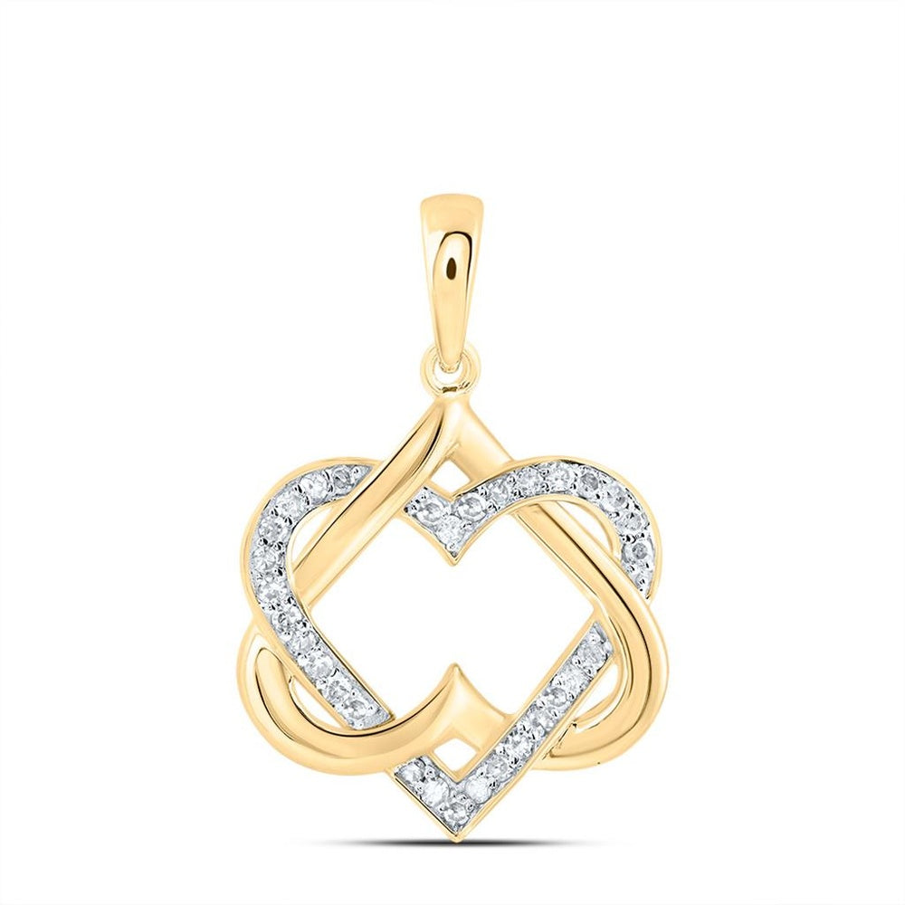 10K Yellow Gold Diamond Heart Pendant - 1/7 Carat Total Diamond Weight
