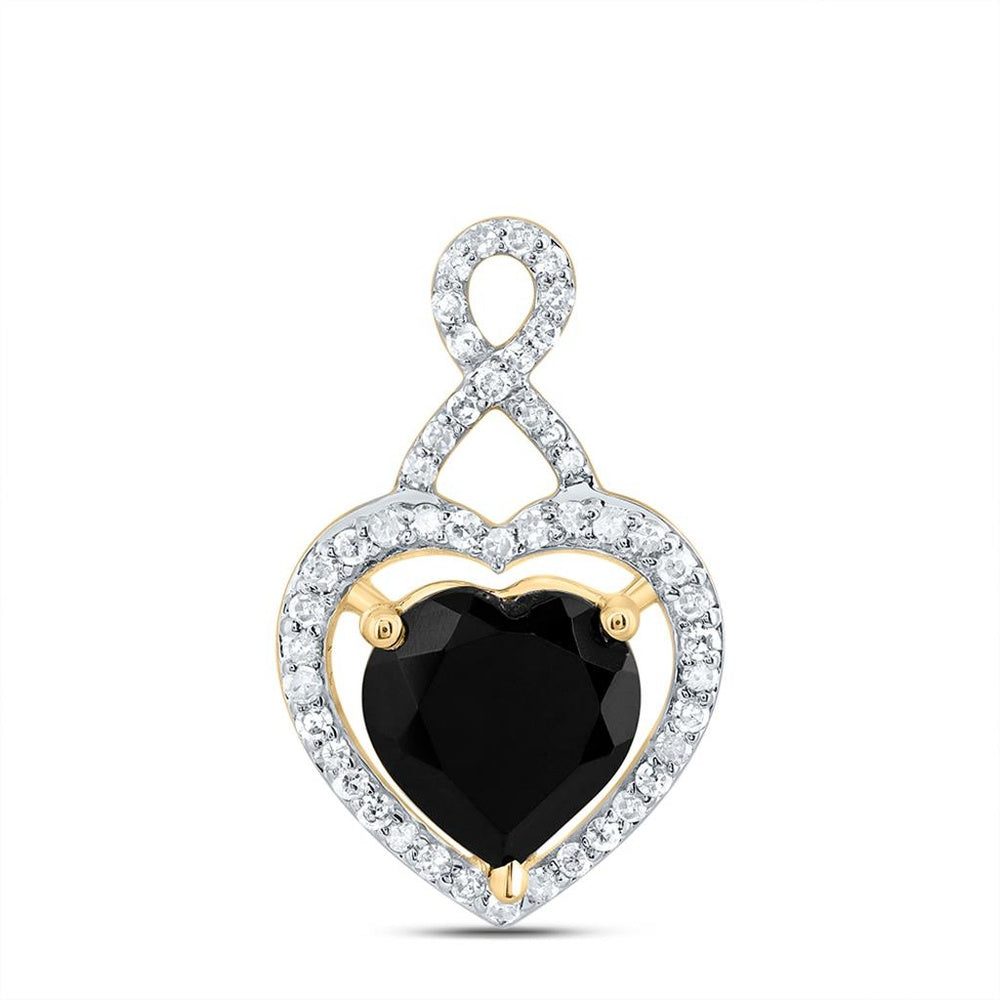 10K Yellow Gold Diamond Heart Pendant - 2 Carat Total Gemstone Weight