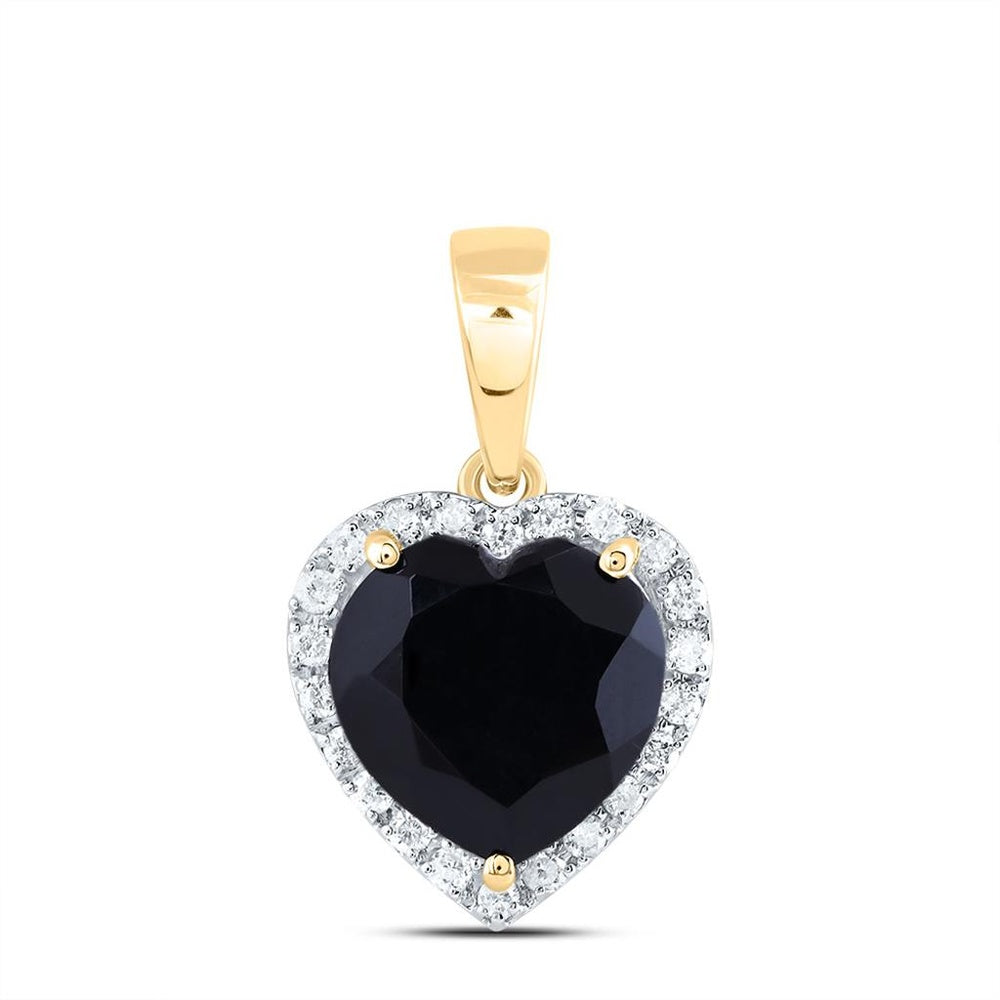 10K Yellow Gold Diamond Heart Pendant - 3 1/2 Carat Total Gemstone Weight
