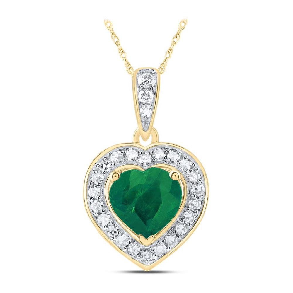 10K Yellow Gold Diamond Heart Pendant - 3/4 Carat Total Diamond Weight