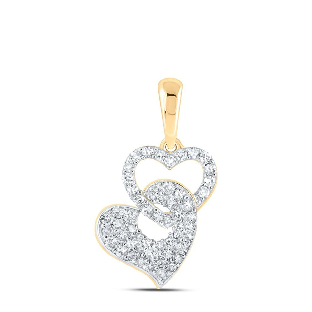 10K Yellow Gold Diamond Heart Pendant - 3/8 Carat Total Diamond Weight