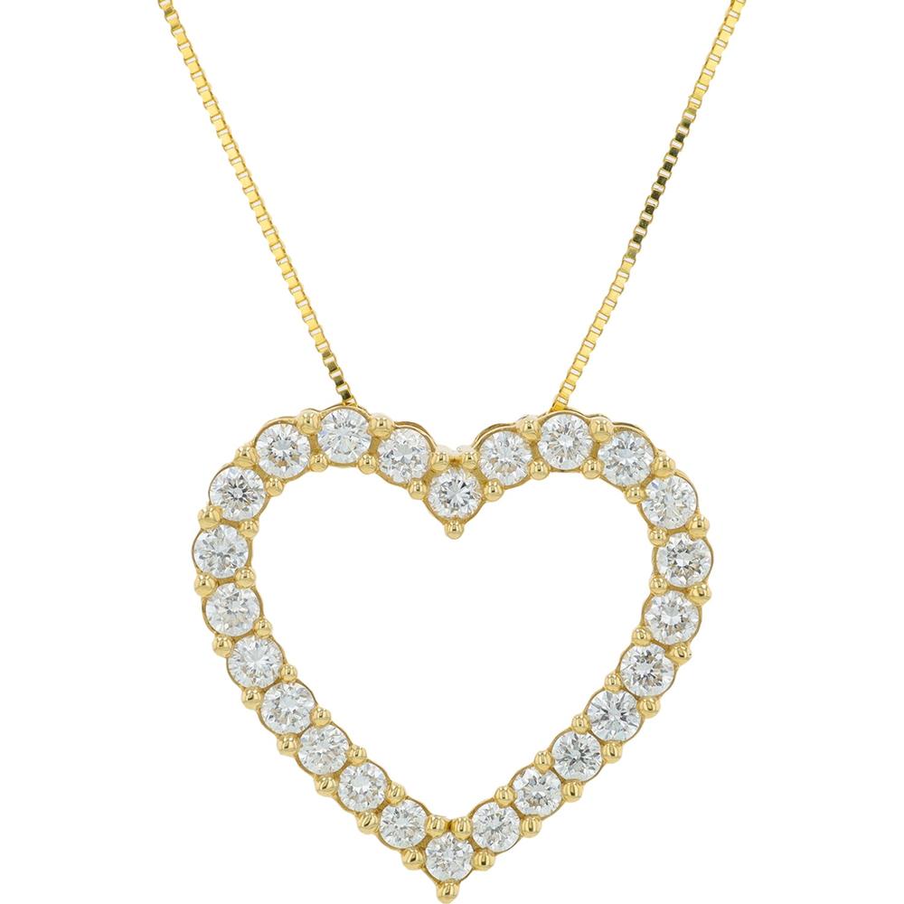 10K Yellow Gold Diamond Heart Pendant with 1.00 Carat Lab Grown Diamonds