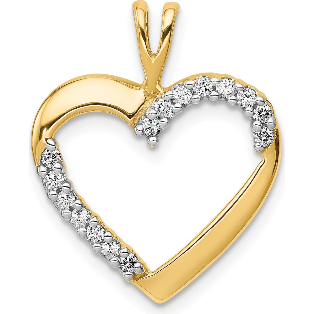 10K Yellow Gold Diamond Heart Pendant with 1/6 Carat Diamond Total Weight by Oro Pregiato