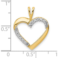 10K Yellow Gold Diamond Heart Pendant with 1/6 Carat Diamond Total Weight by Oro Pregiato