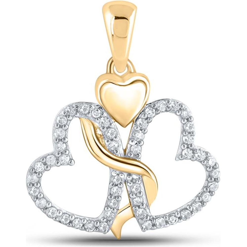 10K Yellow Gold Diamond Heart Pendant with 1/8 Carat Total Weight