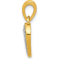 10K Yellow Gold Diamond Heart Pendant with Pave-Set Diamonds by Oro Pregiato