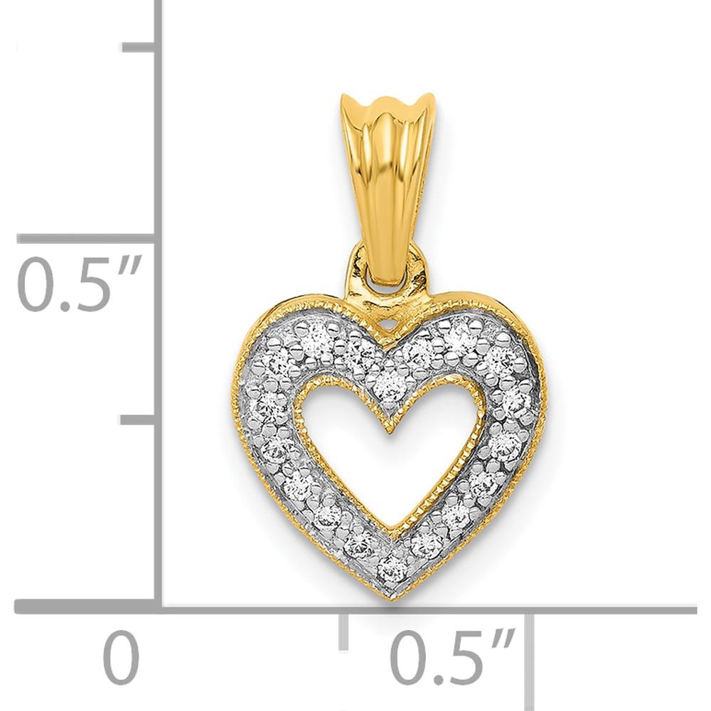 10K Yellow Gold Diamond Heart Pendant with Pave-Set Diamonds by Oro Pregiato