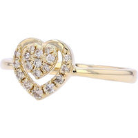 10K Yellow Gold Diamond Heart Ring - 0.18 Carats Total Diamond Weight