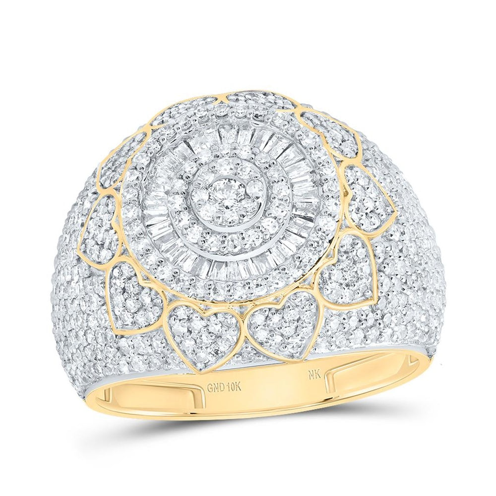 10K Yellow Gold Diamond Heart Ring - 1 1/2 Carat Total Diamond Weight