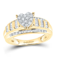 10K Yellow Gold Diamond Heart Ring - 1/2 Carat Total Diamond Weight