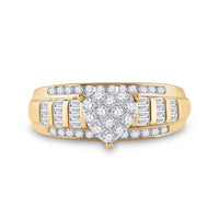 10K Yellow Gold Diamond Heart Ring - 1/2 Carat Total Diamond Weight