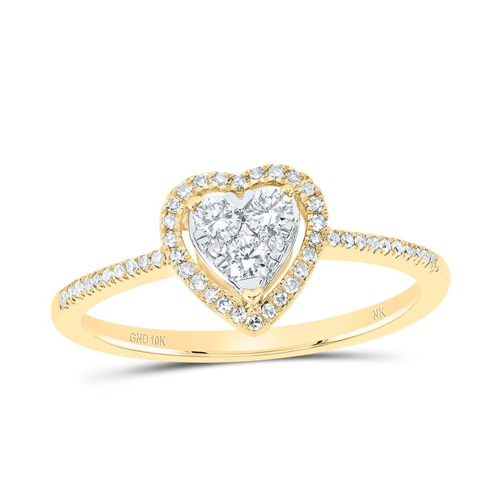 10K Yellow Gold Diamond Heart Ring - 1/4 Carat Total Diamond Weight