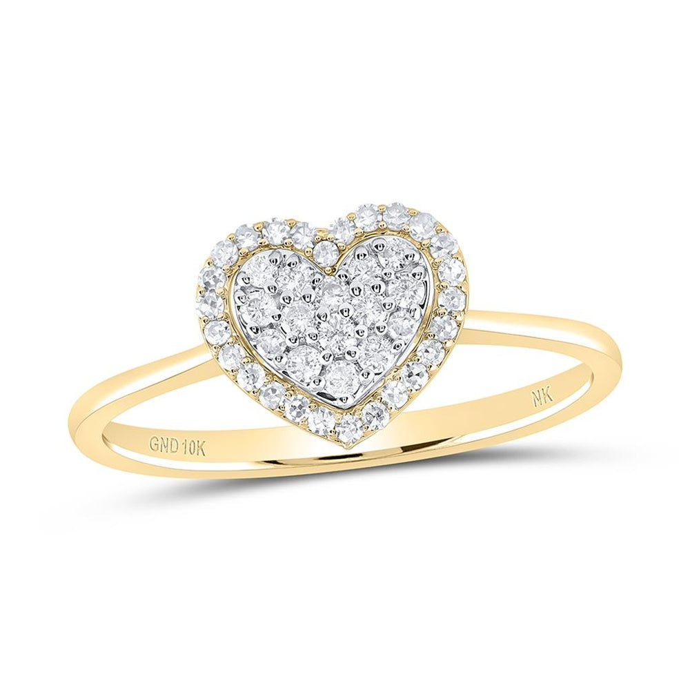 10K Yellow Gold Diamond Heart Ring - 1/4 Carat Total Diamond Weight