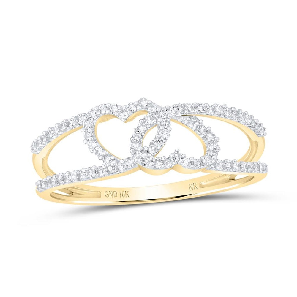 10K Yellow Gold Diamond Heart Ring - 1/4 Carat Total Diamond Weight