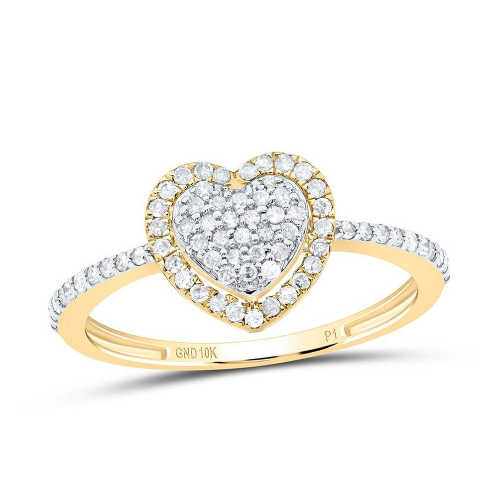 10K Yellow Gold Diamond Heart Ring - 1/4 Carat Total Diamond Weight