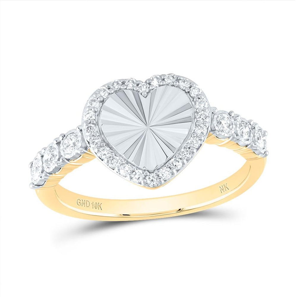 10K Yellow Gold Diamond Heart Ring - 1/4 Carat Total Diamond Weight