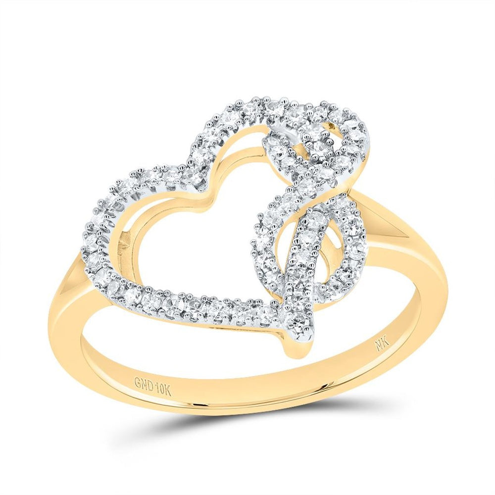 10K Yellow Gold Diamond Heart Ring - 1/4 Carat Total Diamond Weight